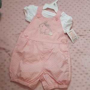 Carter's 2 piece short overalls bunny